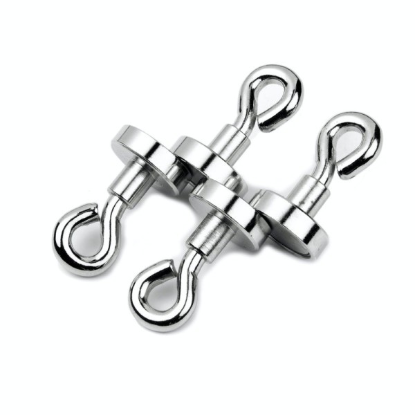 Magnet neodim oală D 16 mm filet interior și cârlig inelar 4 bucăți