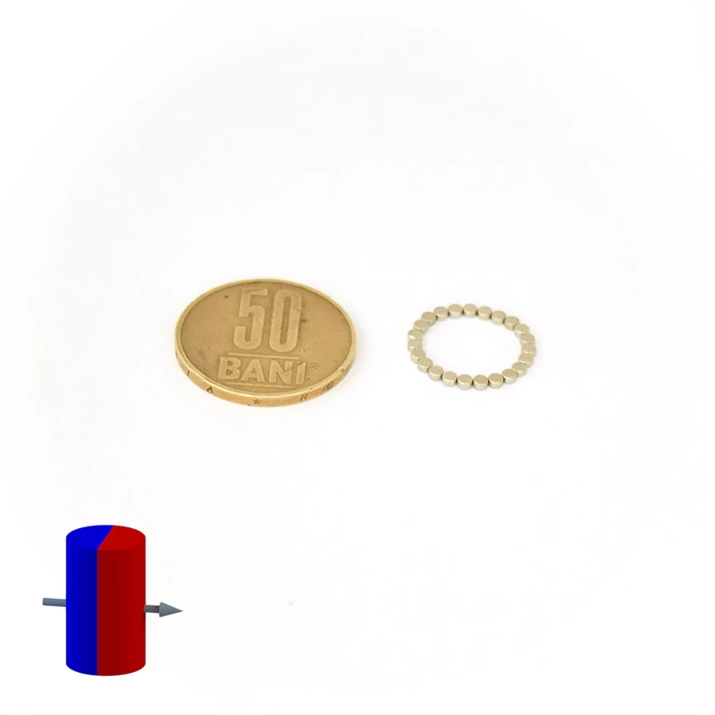 Magnet neodim disc 2 x 1 mm diametral grup 50 bani magnetizare