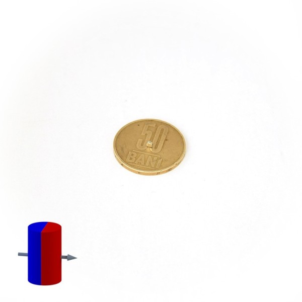 Magnet neodim disc 2 x 1 mm diametral peste 50 bani magnetizare