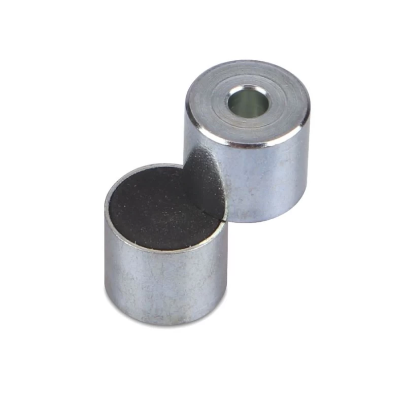 Magnet neodim oală D 13 x 11,5 mm cu gaură și capac de cauciuc 2 bucăți