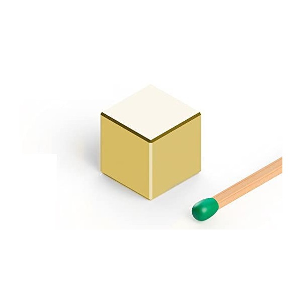 Magnet neodim cub 10 mm aurit cu pai de chibrit