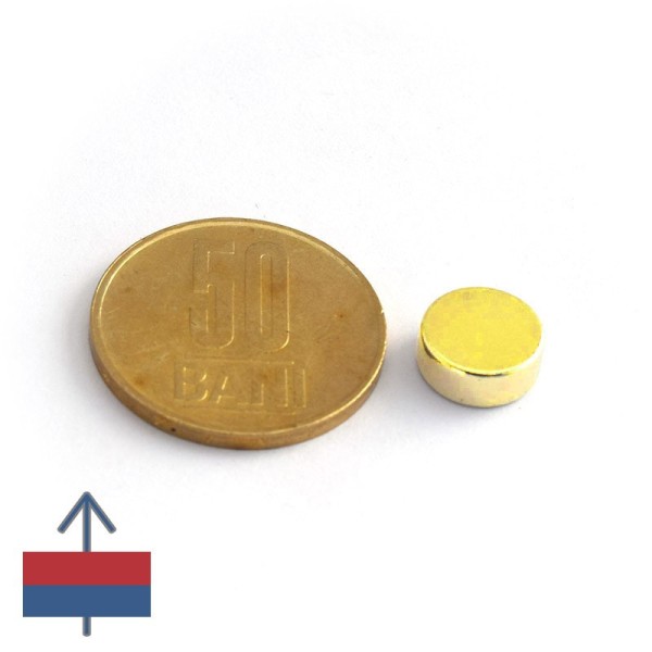Magnet neodim disc 10 x 4 mm aurit cu 50 bani