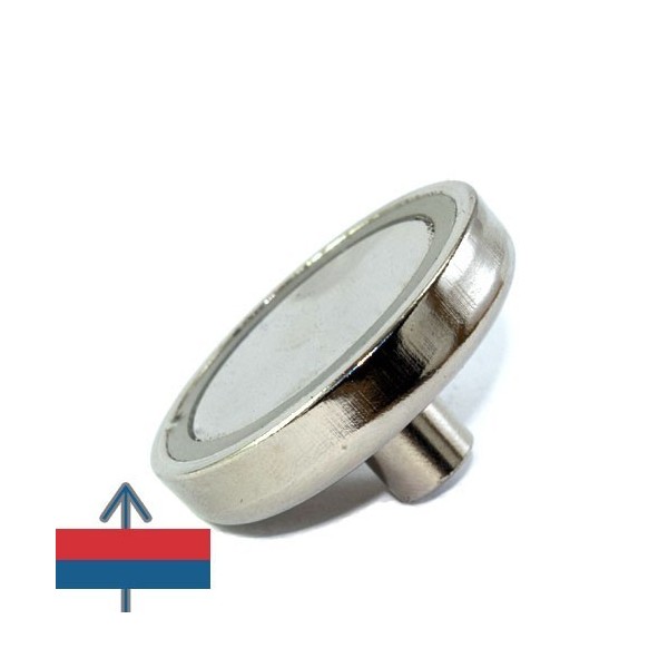 Magnet neodim oală D 42 mm cu gât filetat la interior verso