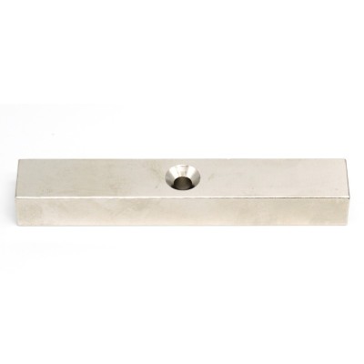 Magnet neodim bloc 120 x 20 x 15 mm gaură șanfren D7 / D12