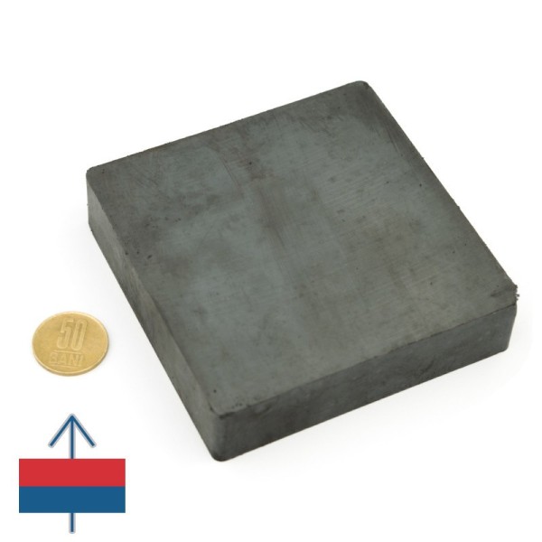 Magnet ferită bloc 100 x 100 x 25 mm cu magnetizare