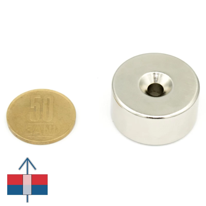 Magnet neodim inel 30 x 5,4 x 15 mm cu magnetizare
