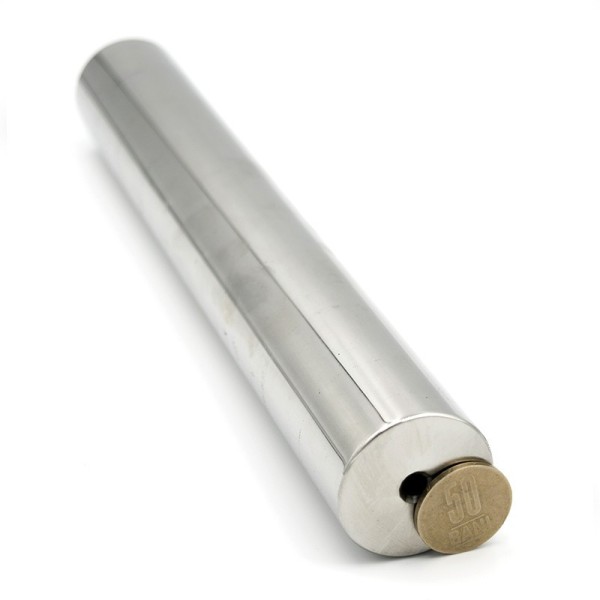 Bară magnetică D 38 x 250 mm diametru comparat cu moneda de 50 bani