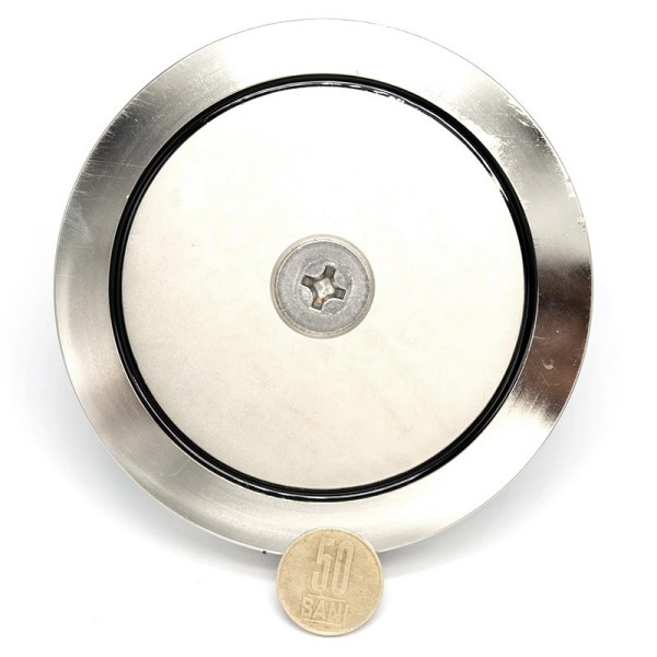 Magnet neodim oală D 120 mm cârlig inelar - magnet fishing - spate cu 50 bani