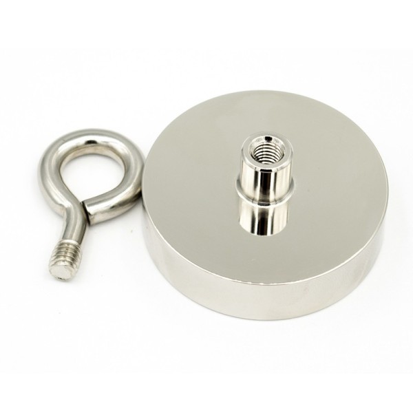 Неодимов магнит тенджера Ø48 мм с пръстеновидна кука разглобена