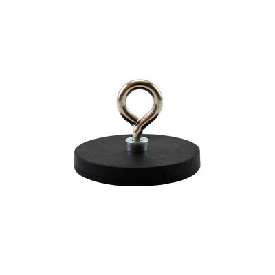 Magnet neodim oală D 43 mm cauciucat cu cârlig inelar
