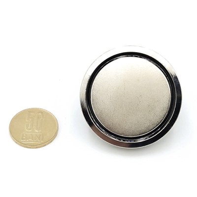 Magnet neodim oală D 48 mm cu gât filetat la interior