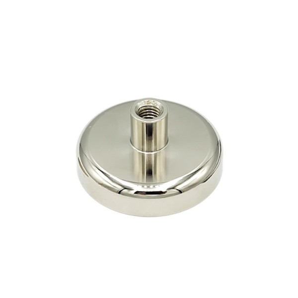 Magnet neodim oală D 48 mm cu gât filetat la interior