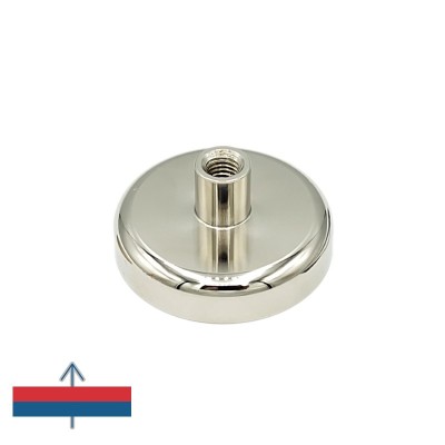 Magnet neodim oală D 48 mm cu gât filetat la interior