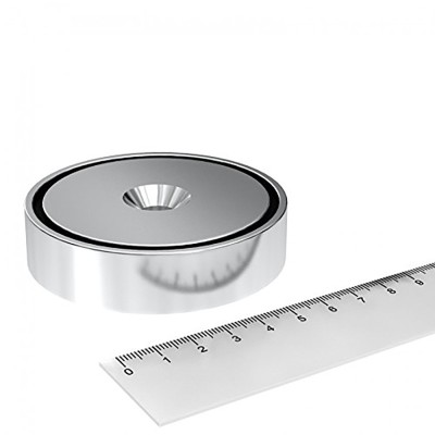 Magnet neodim oală D 75 mm cu rigla