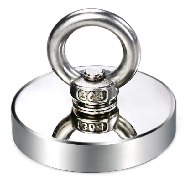 Неодимов магнит тенджера Ø75 мм с пръстеновидна кука - риболов