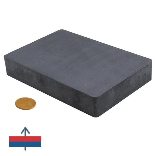 Феритен магнит блок 150 x 100 x 25 мм с монета 50 стотинки и намагнитване