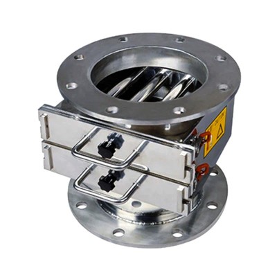 Separator magnetic rotund D: 273mm, H: 286mm cu două grile dreptunghiulare 308 x 305 mm și flanșă circulară