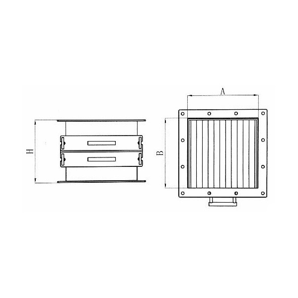 Separator magnetic cu grile magnetice tip sertar culisant pe două rânduri 208 x 205 x 270 mm cu două sertare - schema