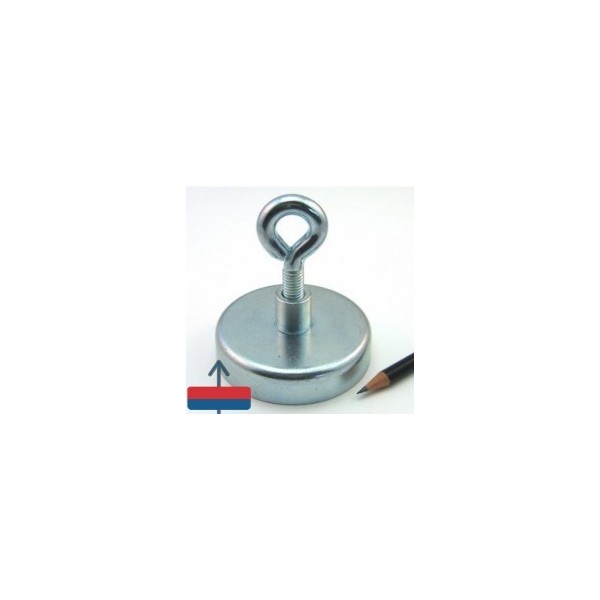 Magnet neodim oala D75 mm cu cârlig inelar cu guler