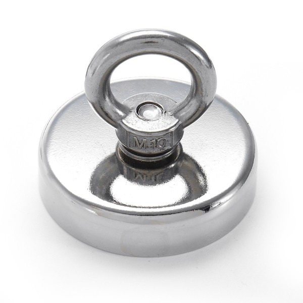 Неодимов магнит тенджера диаметър 75 мм с въртяща се пръстеновидна кука