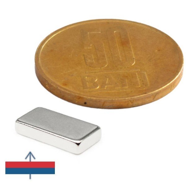 Magnet neodim bloc 10 x 4 x 2 mm cu magnetizare