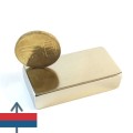 Неодимов магнит блок 50 x 25 x 12,5 мм с монета отгоре вертикално