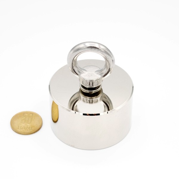 Magnet fishing D 60 x H 35 mm cu moneda de 50 bani