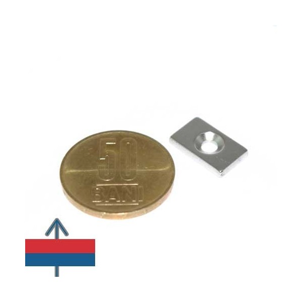 Неодимов магнит блок 15 x 9 x 2 мм D3.5D6 1