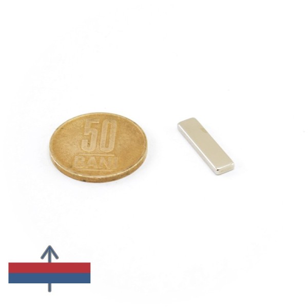 Magnet neodim bloc 20 x 5 x 2 mm - N42SH - NiCuNi cu magnetizare
