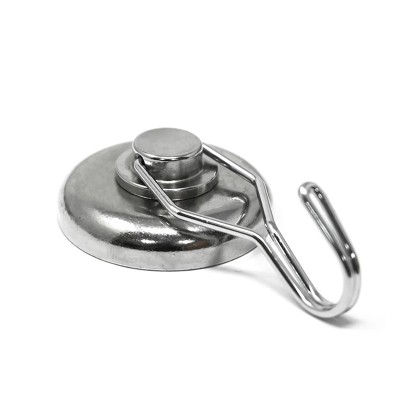 Magnet neodim oală D 42 mm cu cârlig / cuier rotativ