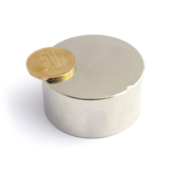 Неодимов магнит диск 50 x 25 мм - N45 с монета