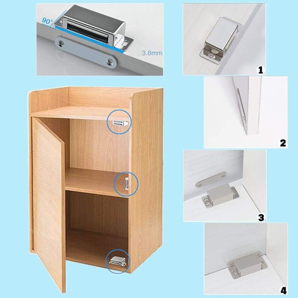 Închizător magnetic din oțel pt. uși de mobilier 53 x 25 x 13,5 instalare