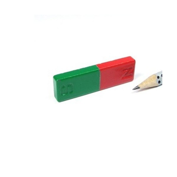 Magnet ferită bloc 50 x 15 x 5 mm roșu / verde pentru experimente