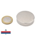 Magnet neodim disc 40 x 10 mm N52 cu magnetizare și moneda de un euro