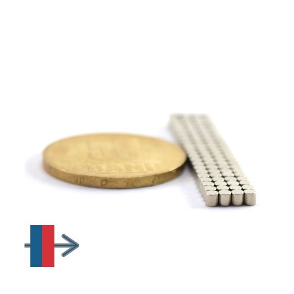 Неодимов магнит цилиндър 2 x 2 мм 10